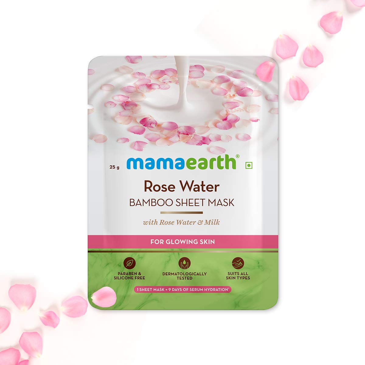 Mamaearth Rose Water Bamboo Sheet Mask - Pack of 2 (25 g * 2)