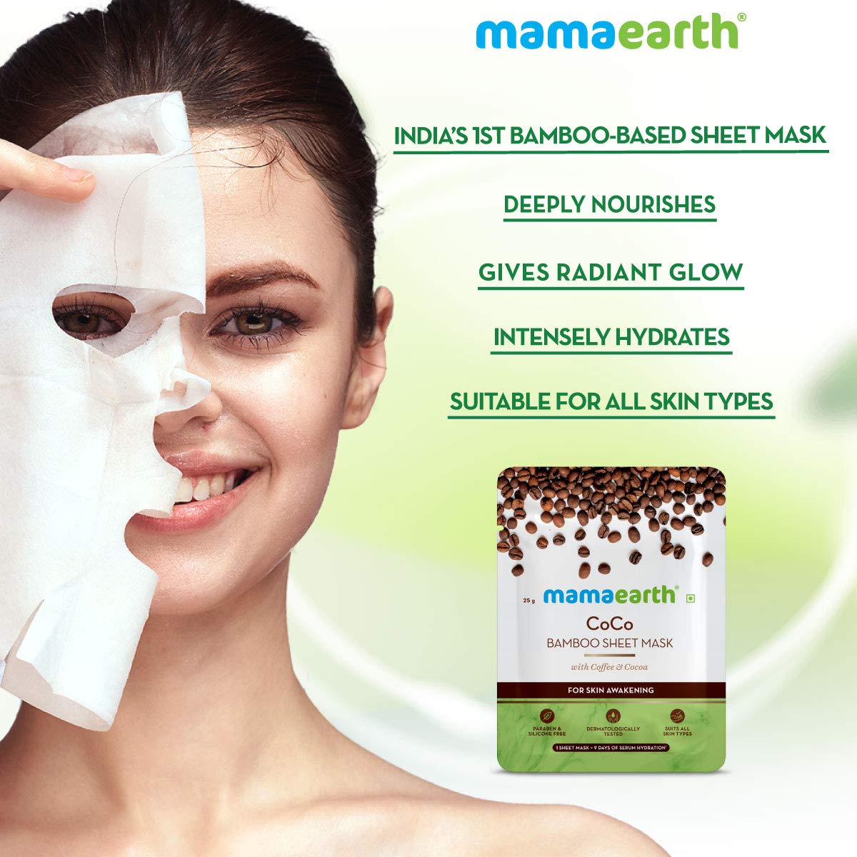 Mamaearth Rice Water Bamboo Sheet Mask 25 g + Rose Water Bamboo Sheet Mask 25 g + CoCo Bamboo Sheet Mask 25 g