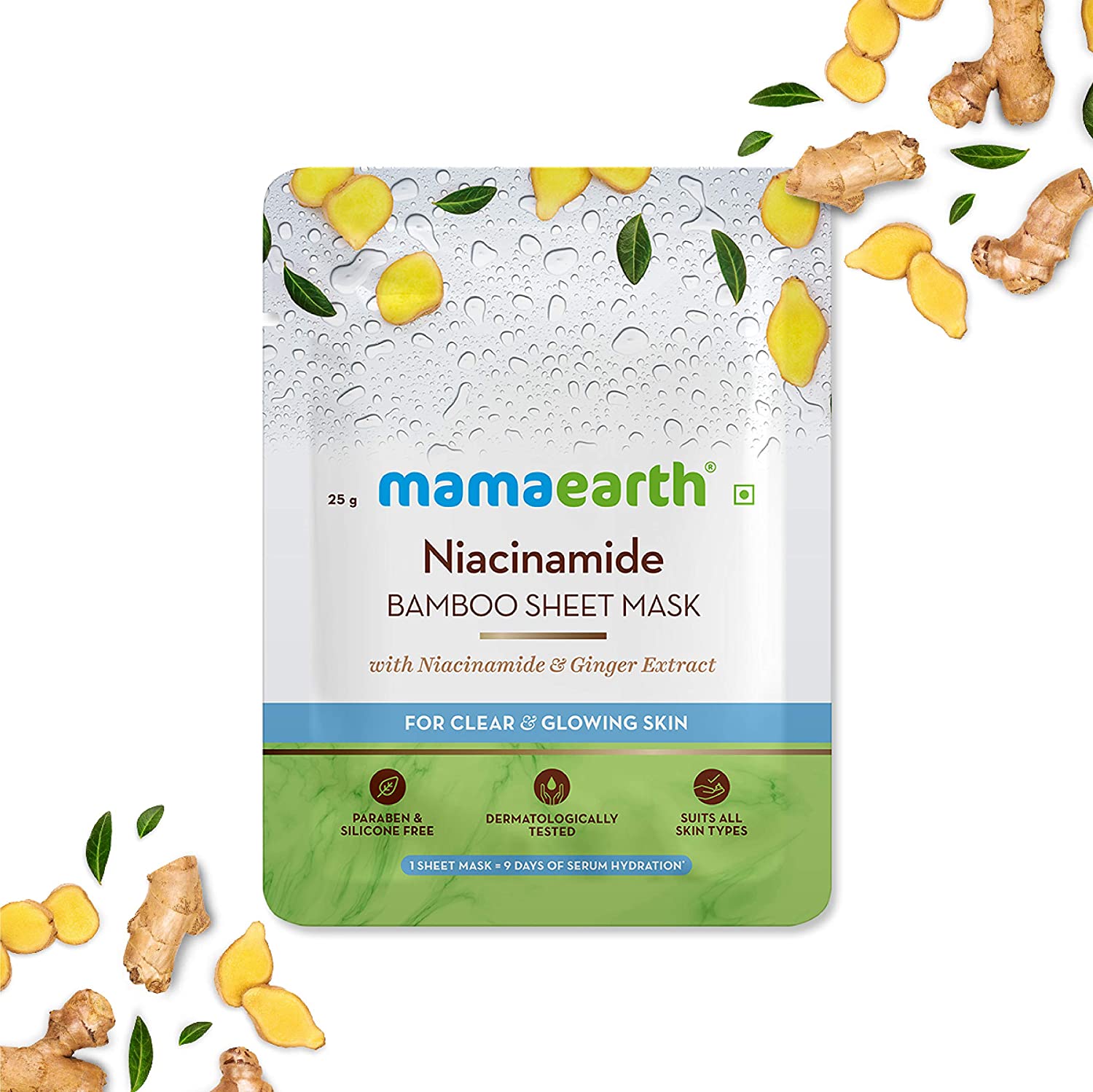 Mamaearth Niacinamide Bamboo Sheet Mask- Pack of 2 (25 g x 2)