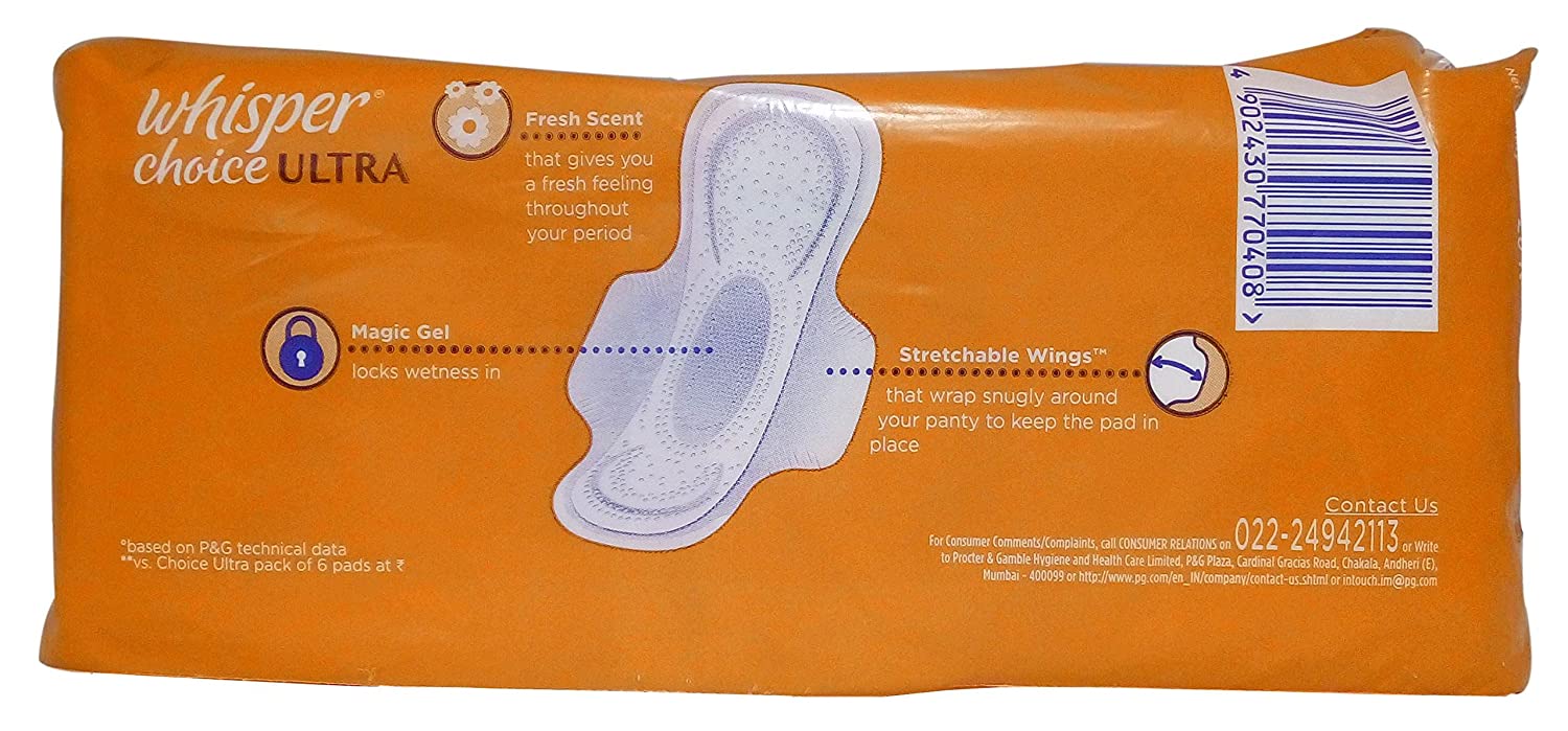 Whisper Choice Ultra Sanitary Pads for women - XL Wings (280 mm), 20 Pieces Pack