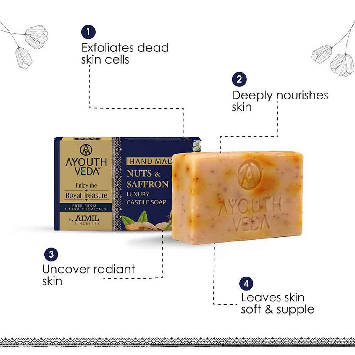Aimil Nuts & Saffron Luxury Handmade Castile Soap (100 gm)