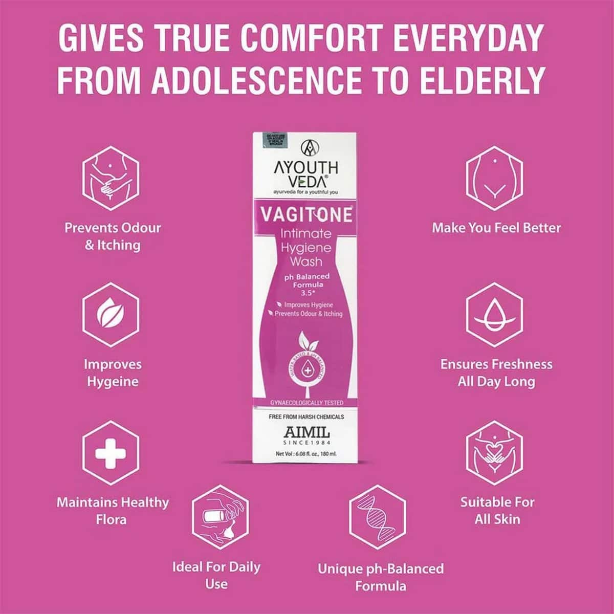 Aimil Vagitone Intimate Hygiene Wash (180 ml)
