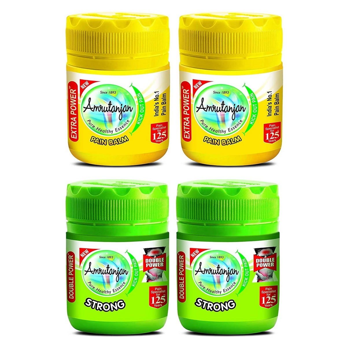 Amrutanjan Extra Power Balm And Double Power Balm (50 ml, 2 Pieces Each)