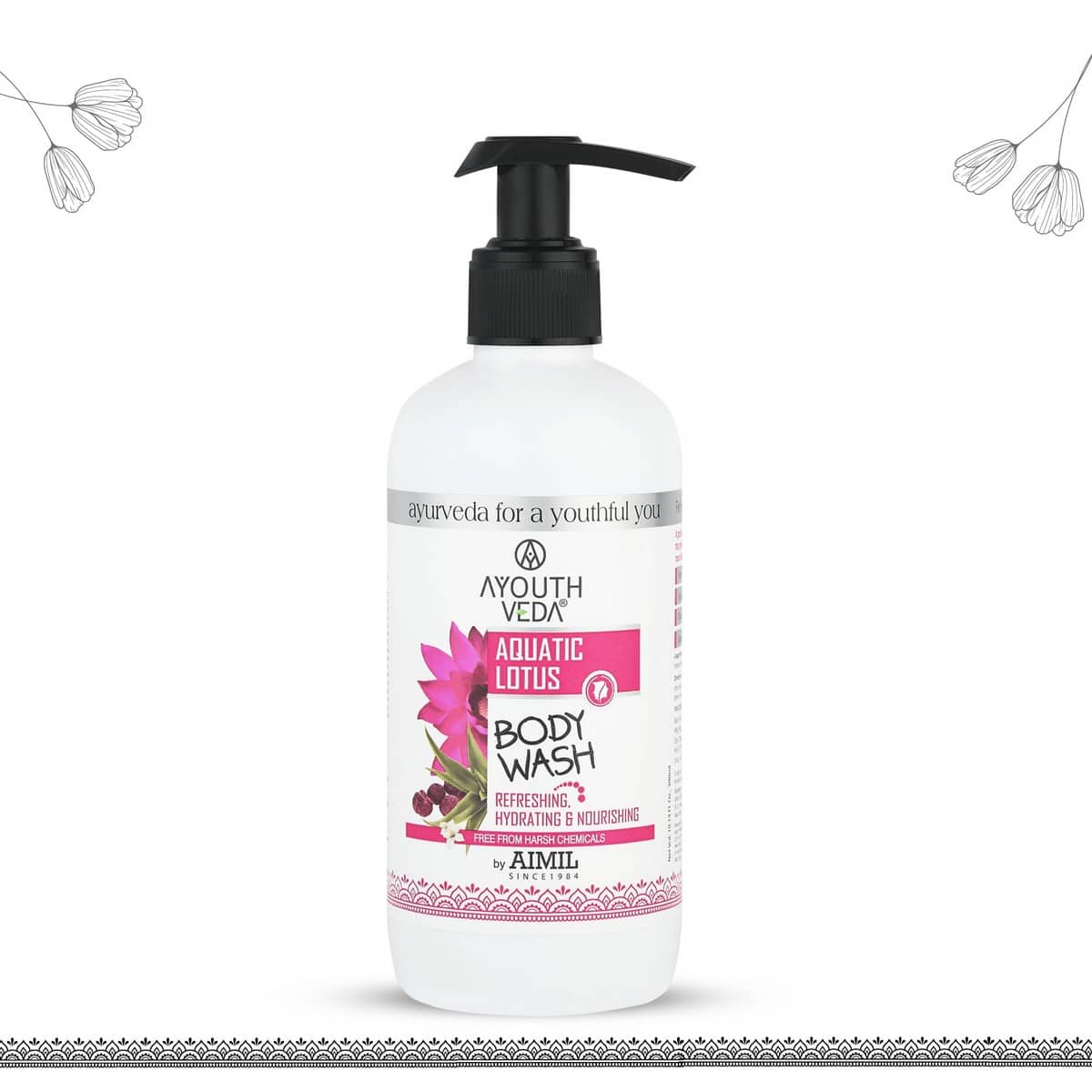 Ayouthveda Aquatic Lotus Body Wash With Super Hydrating & Refreshing Formula (300 Ml)