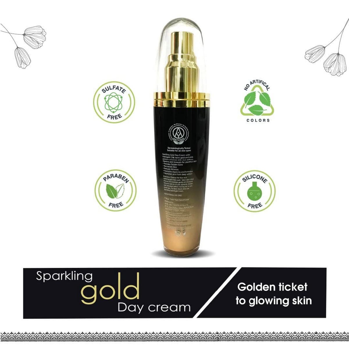 Ayouthveda Sparkling Gold Day Cream With 24k Gold & Saffron (50 Gm)