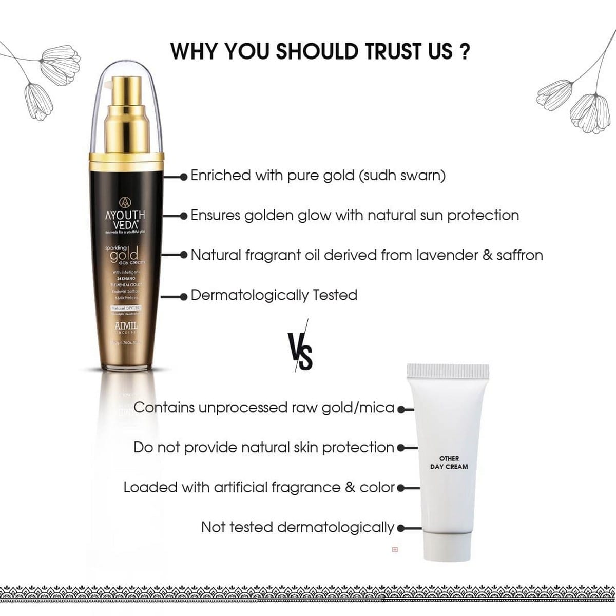 Ayouthveda Sparkling Gold Day Cream With 24k Gold & Saffron (50 Gm)