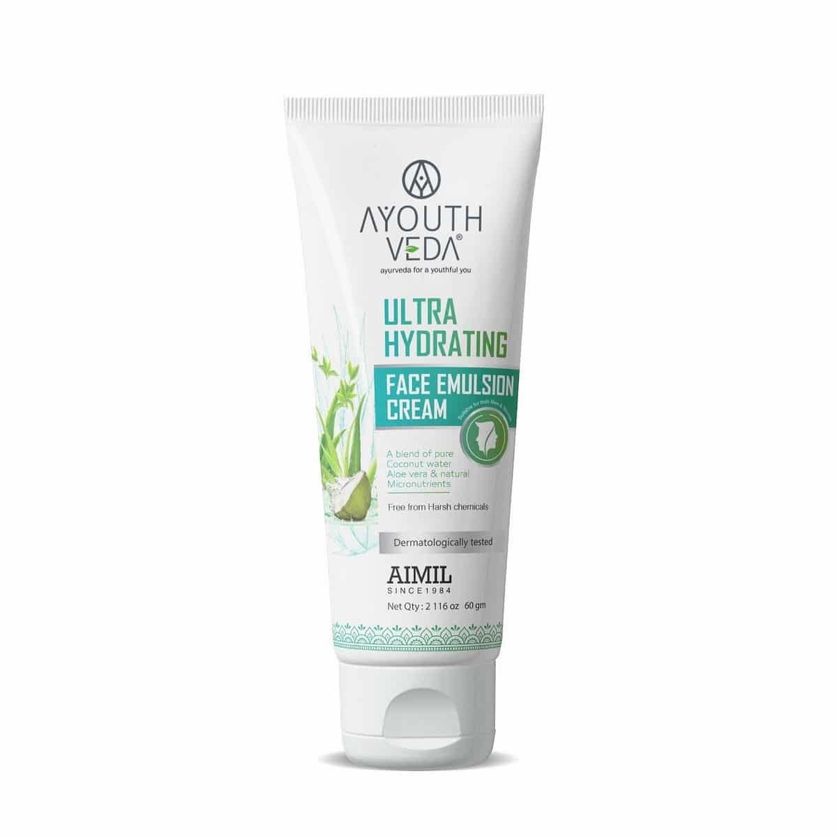 Ayouthveda Ultra Hydrating Face Emulsion Cream With Aloe Vera & Coconut Water (60 gm)