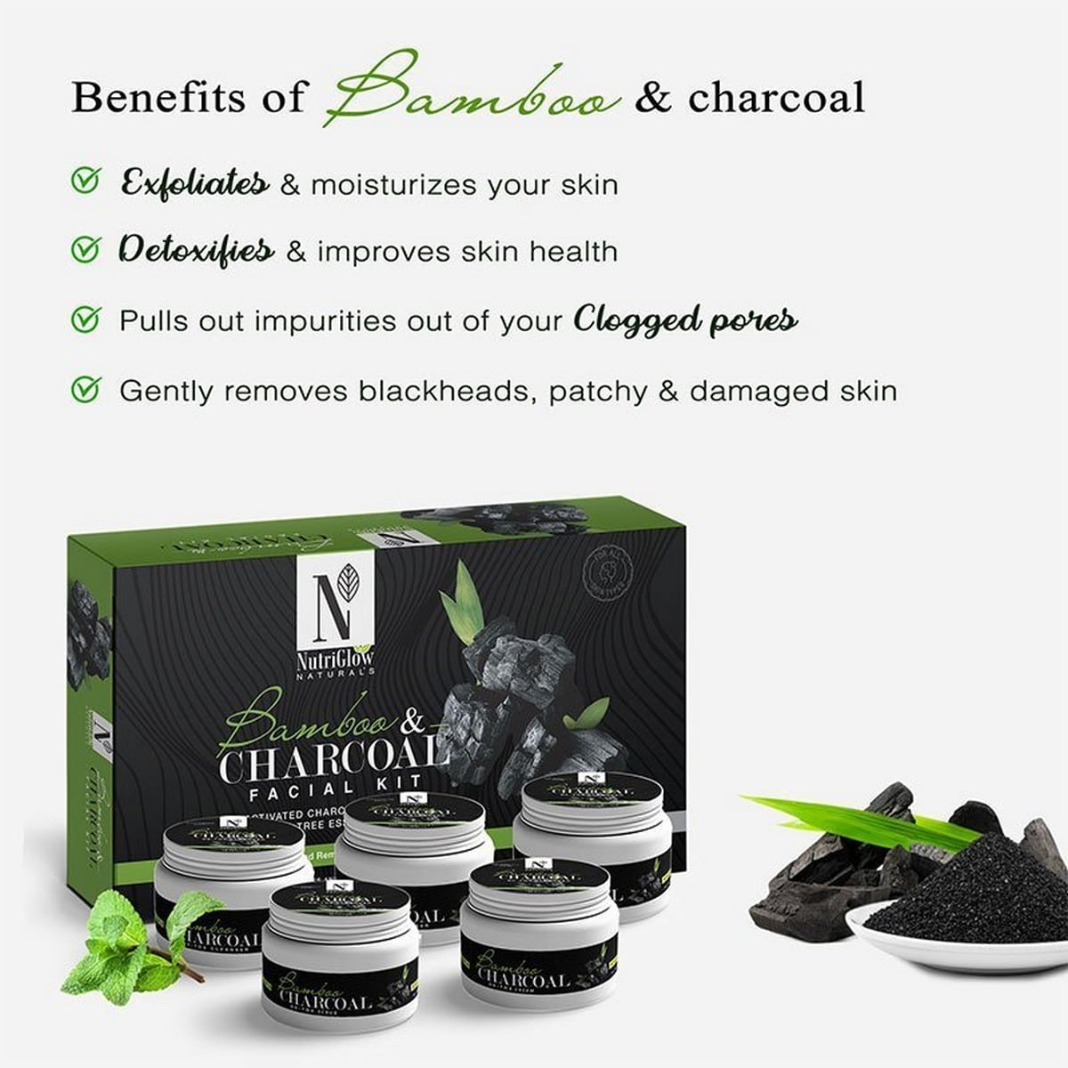 Nutriglow Bamboo Charcoal Facial Kit (260 grams)