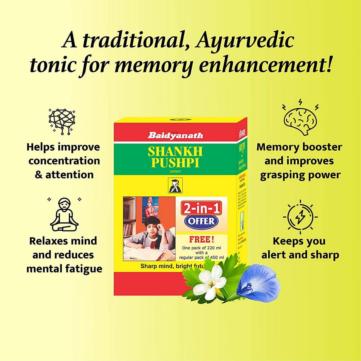 Baidyanath Shankhapushpi Sharbat (450 ml)