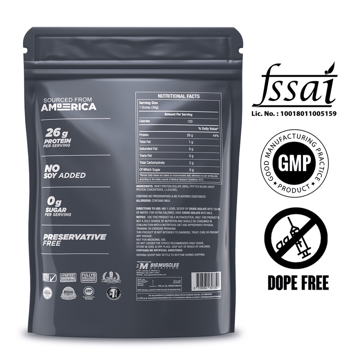 Bigmuscles Nutrition Crude Isolate Unflavoured Protein Powder (1 Kg)