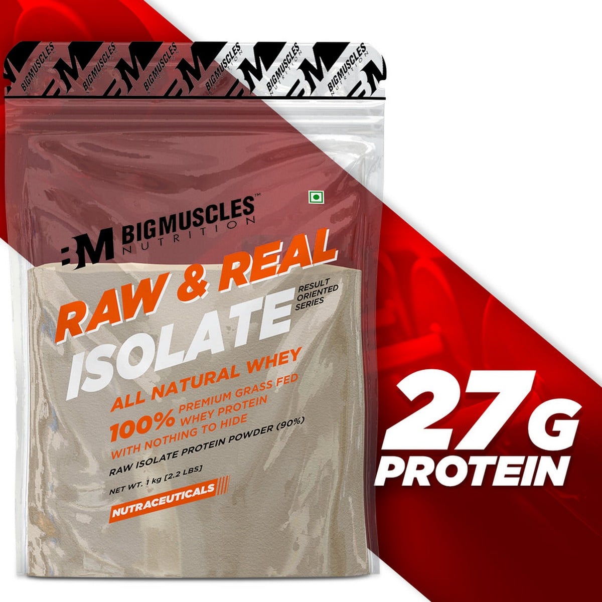 Bigmuscles Nutrition Organic Raw & Real Isolate Protein, Unflavoured (1 Kg)