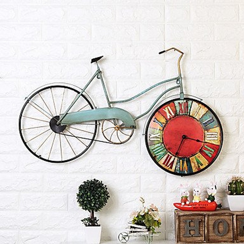 Big Size Blue Cycle with Colourful Wall Clock Equipped