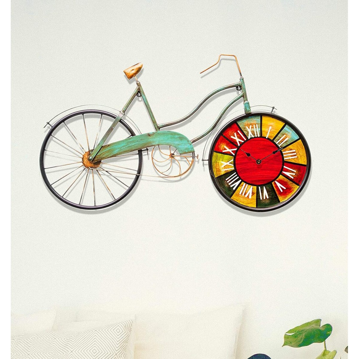 Big Size Blue Cycle with Colourful Wall Clock Equipped