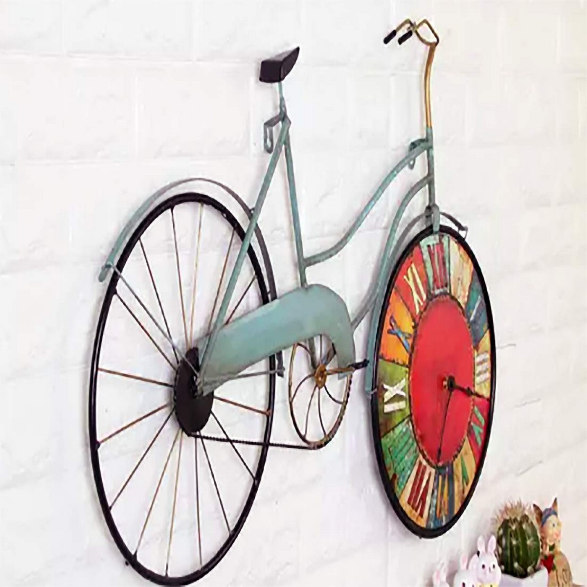 Big Size Blue Cycle with Colourful Wall Clock Equipped