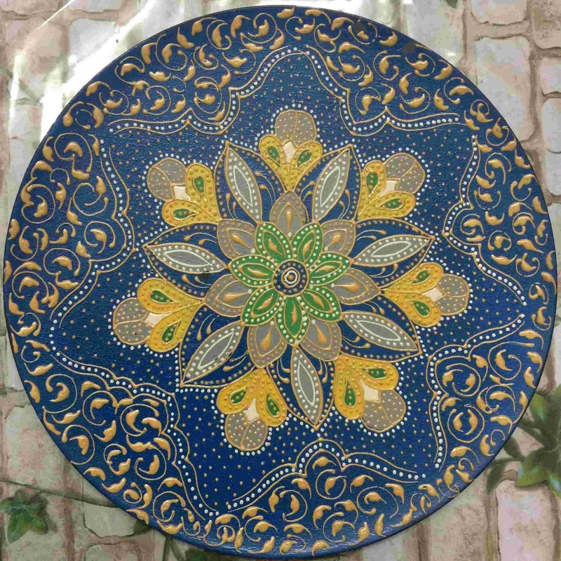 Floral Looking Blue Shaded Plate for Wall Decoration