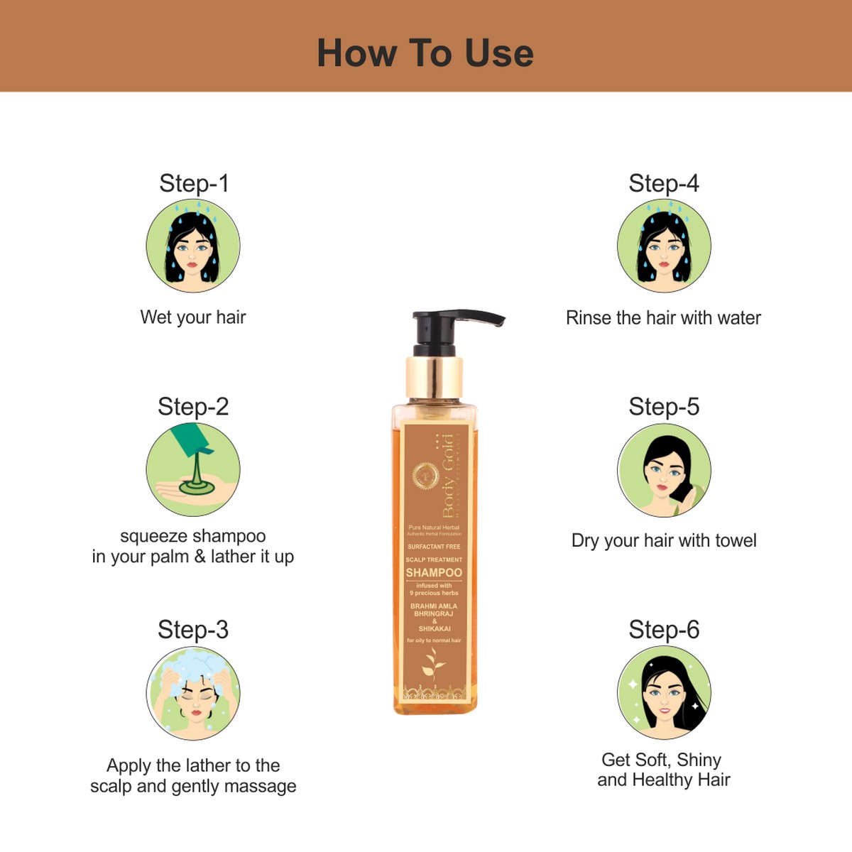 Body Gold Hair Conditioner - Brahmi Amla Bhringraj & Shikakai (200 ml)