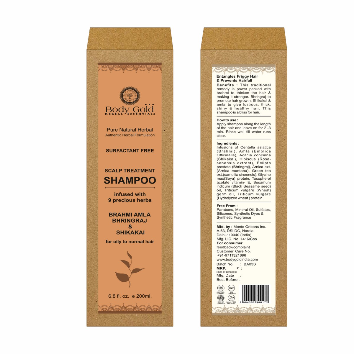 Body Gold Hair Conditioner - Brahmi Amla Bhringraj & Shikakai (200 ml)