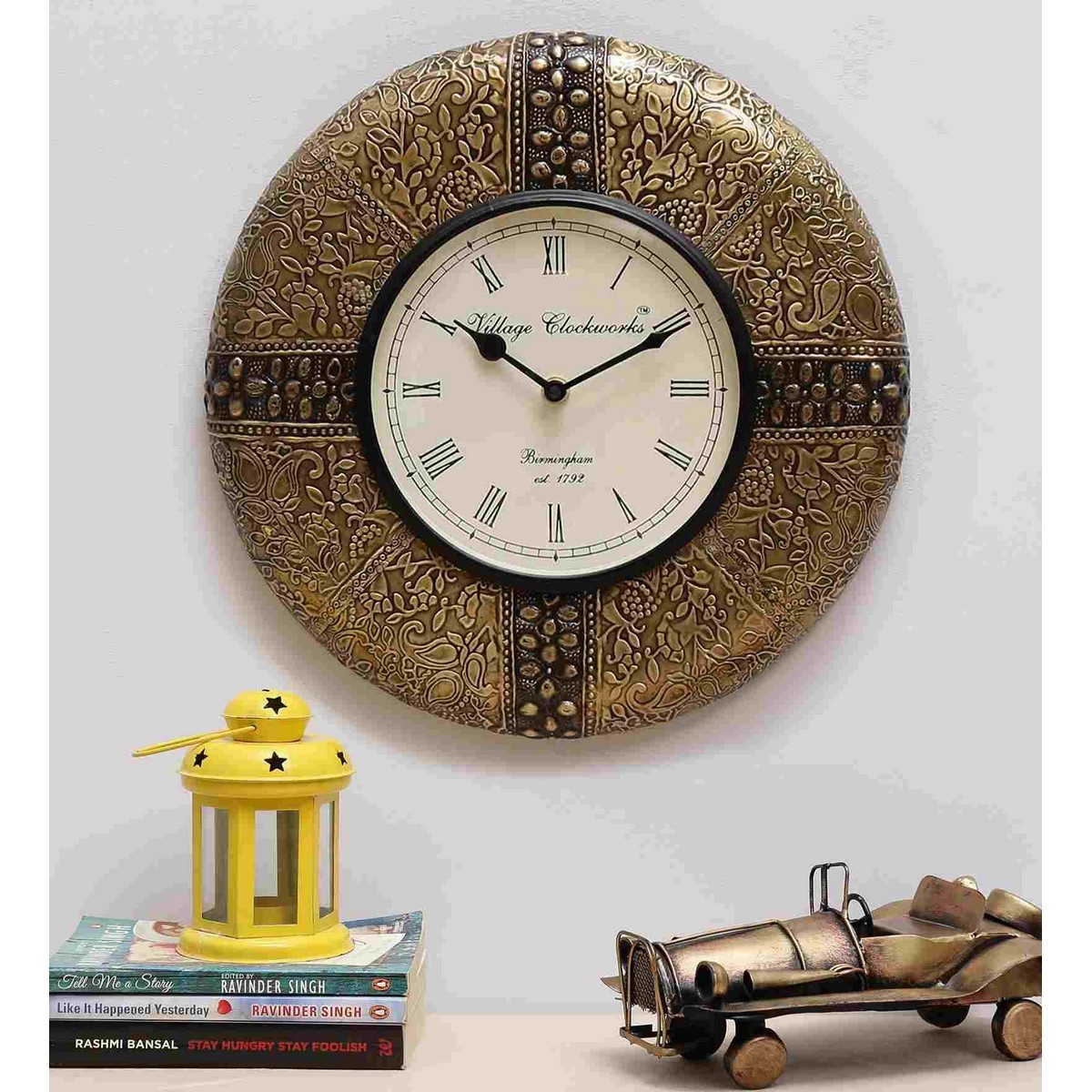 Decorative Brown and Golden Round Wall Clock
