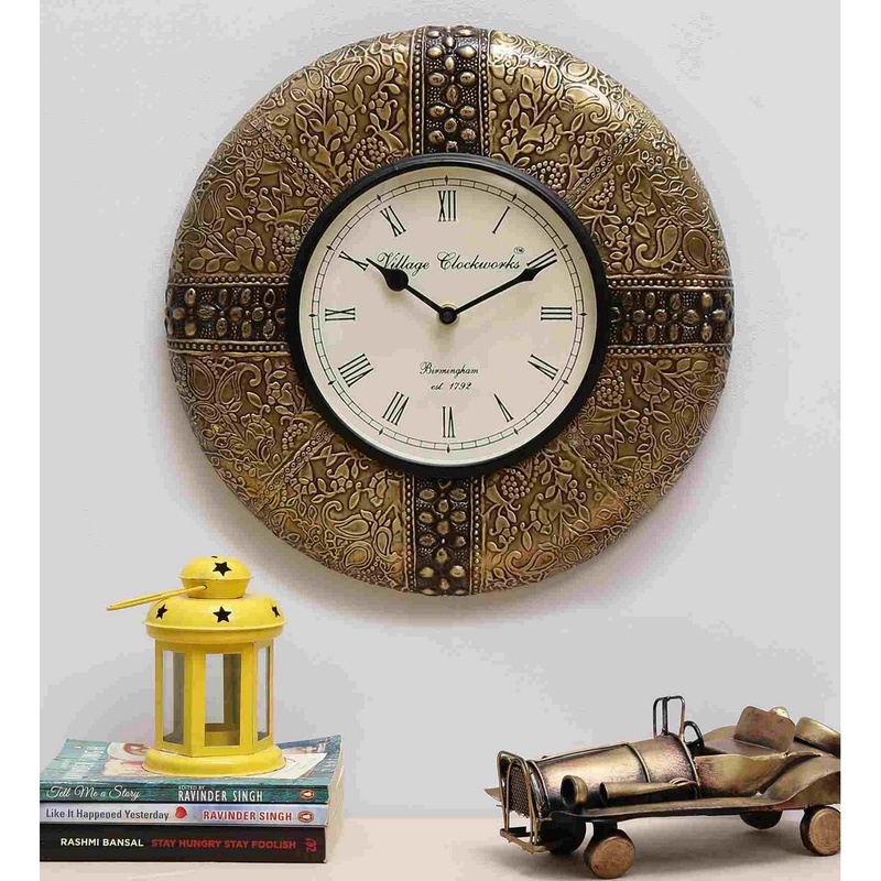 Decorative Brown and Golden Round Wall Clock