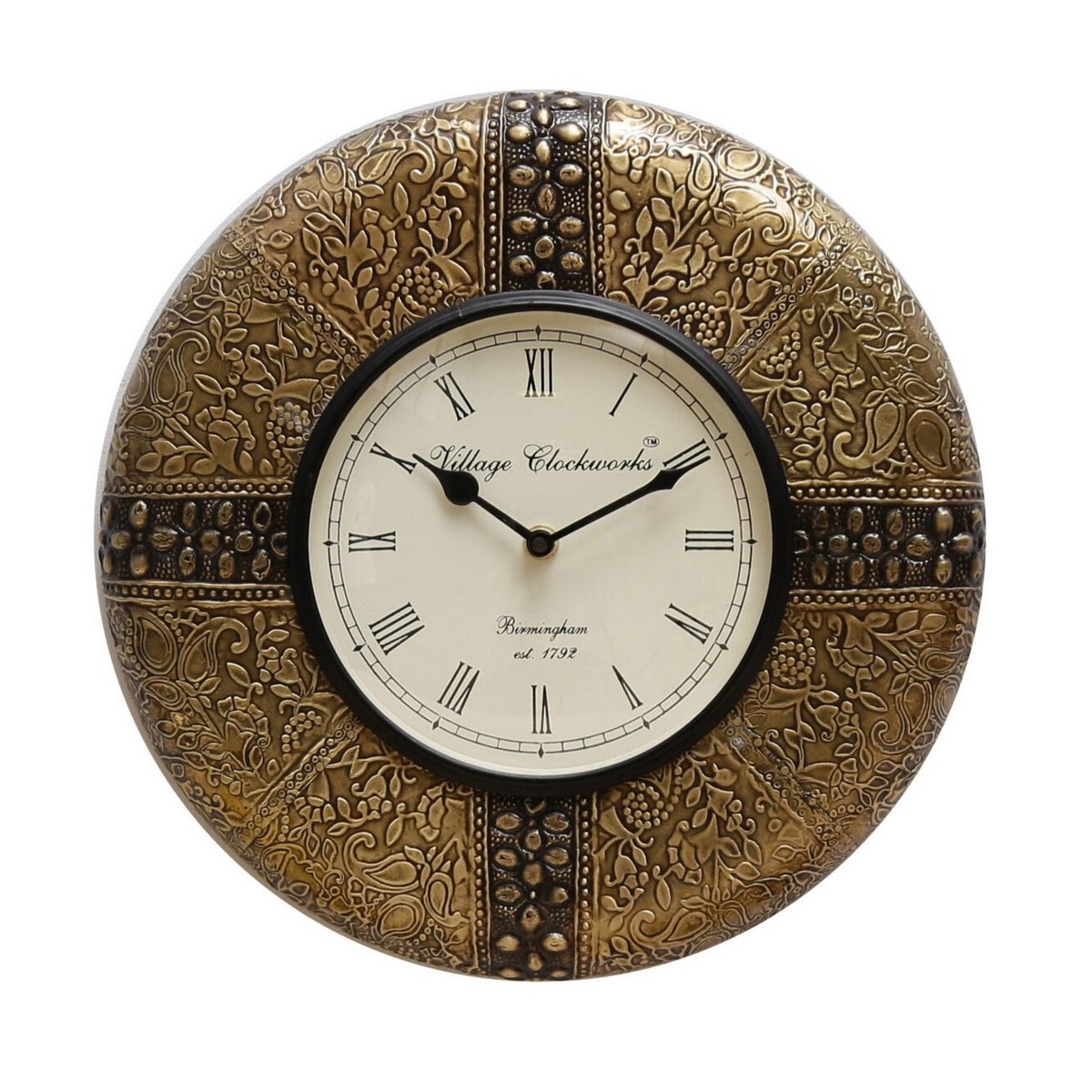 Decorative Brown and Golden Round Wall Clock