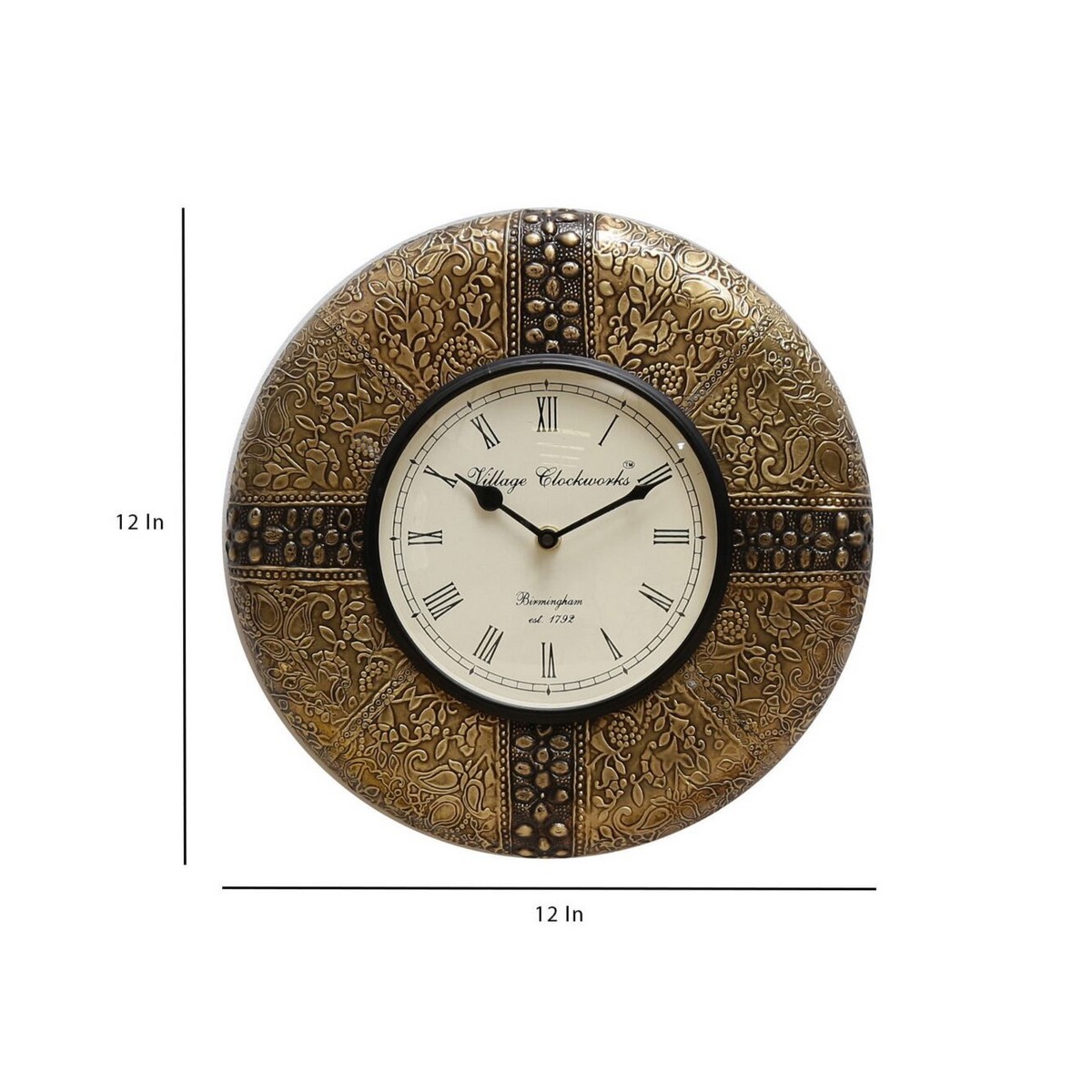 Decorative Brown and Golden Round Wall Clock