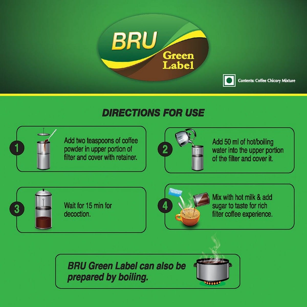 Bru Green Label Filter Coffee Powder (500 grams)