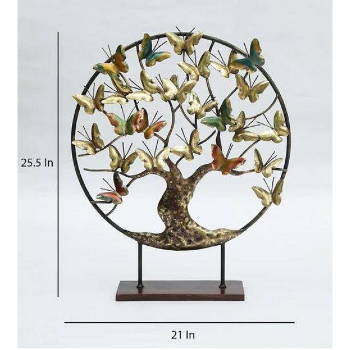 Colourful Butterfly on Golden Tree in Ring as Table Top Decor