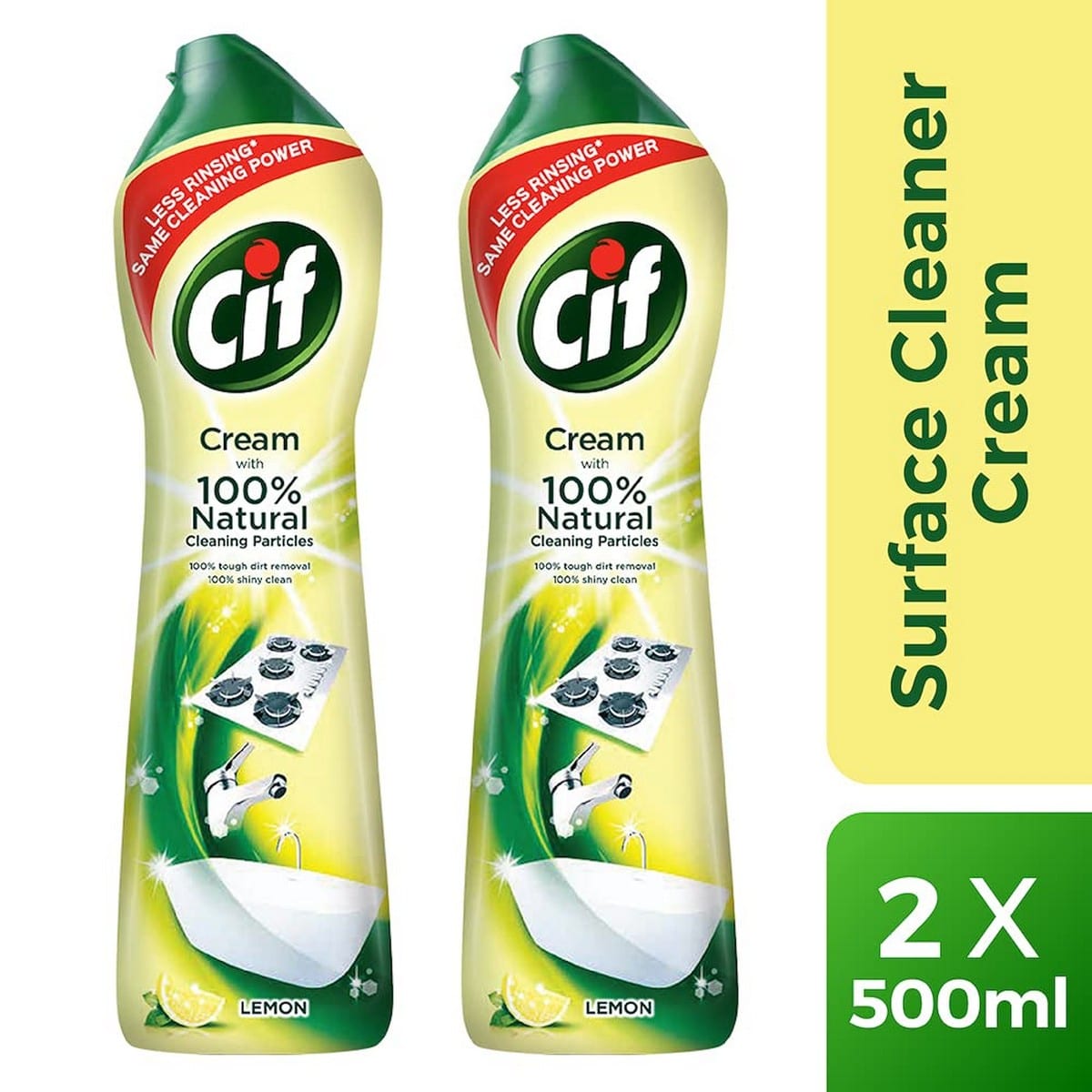 Cif Lemon Abrasive Surface Cleaner Cream (2x500 ml)