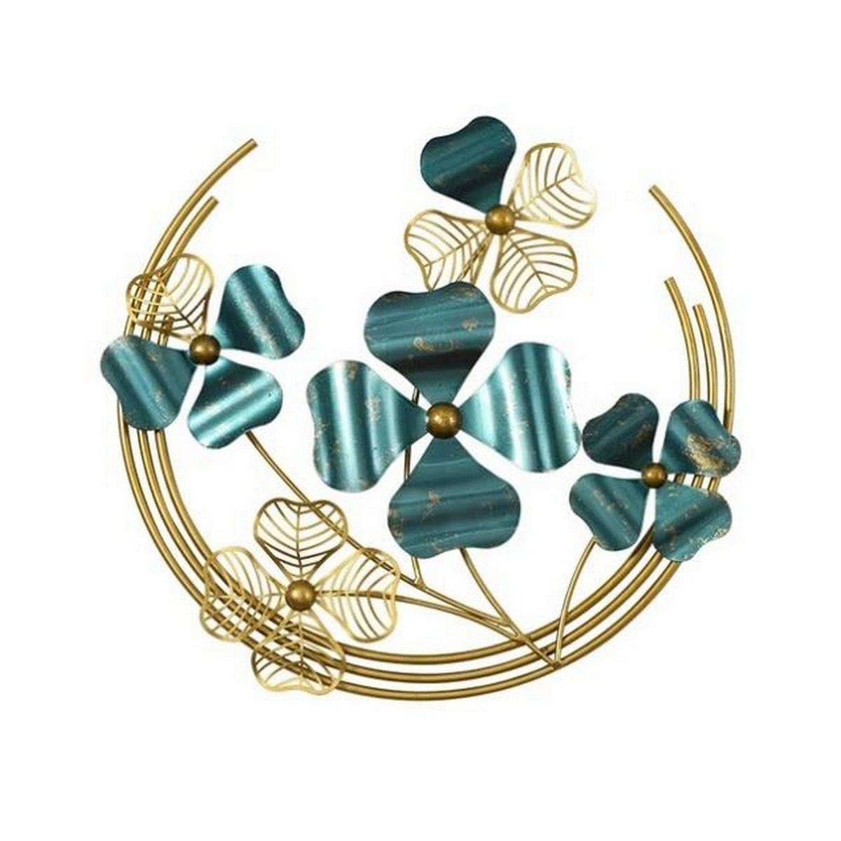 Set of 3 Iron Made Flower with Half Ring Wall Decoration