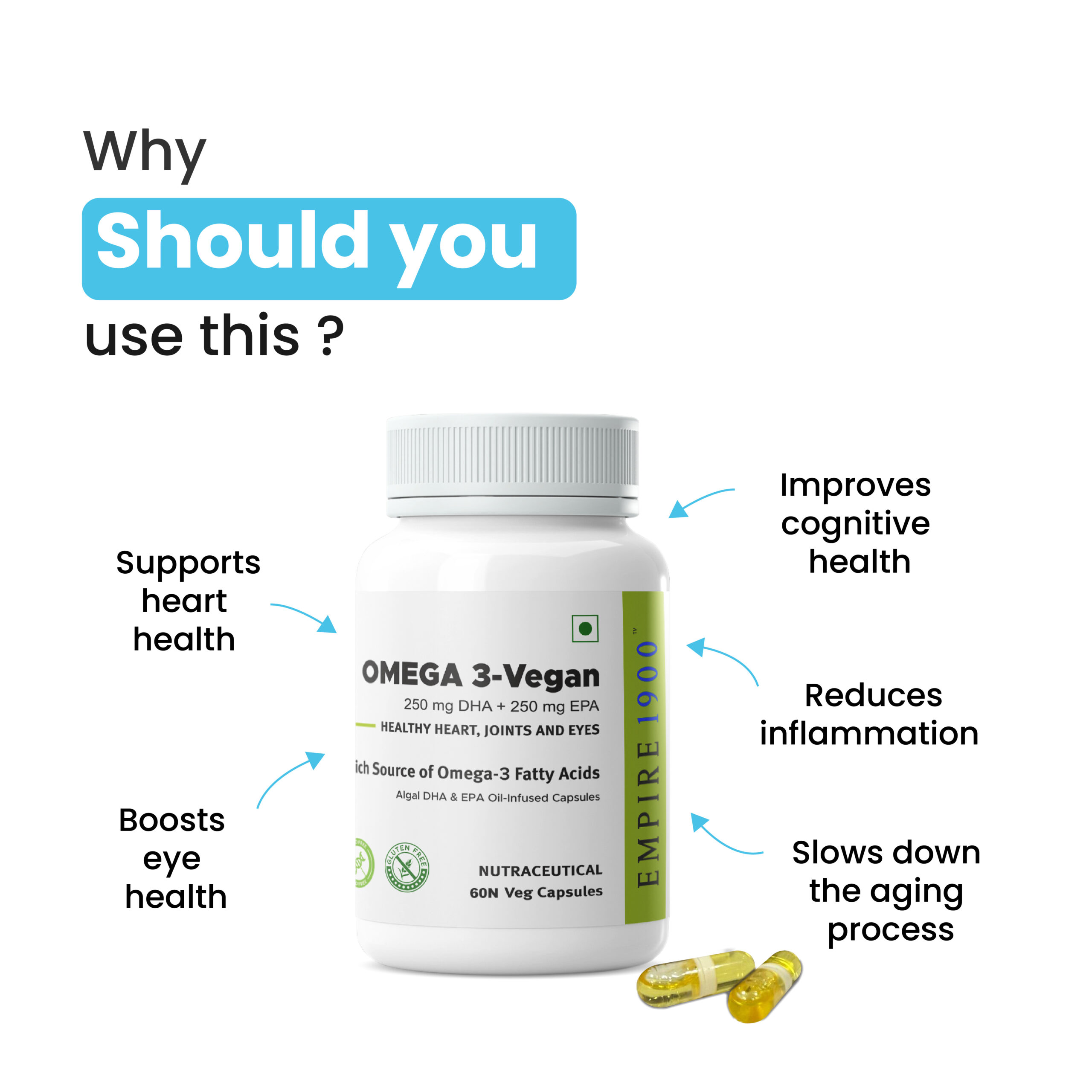 EMPIRE 1900 Omega-3 Vegan Capsules | 60 Veg Capsules