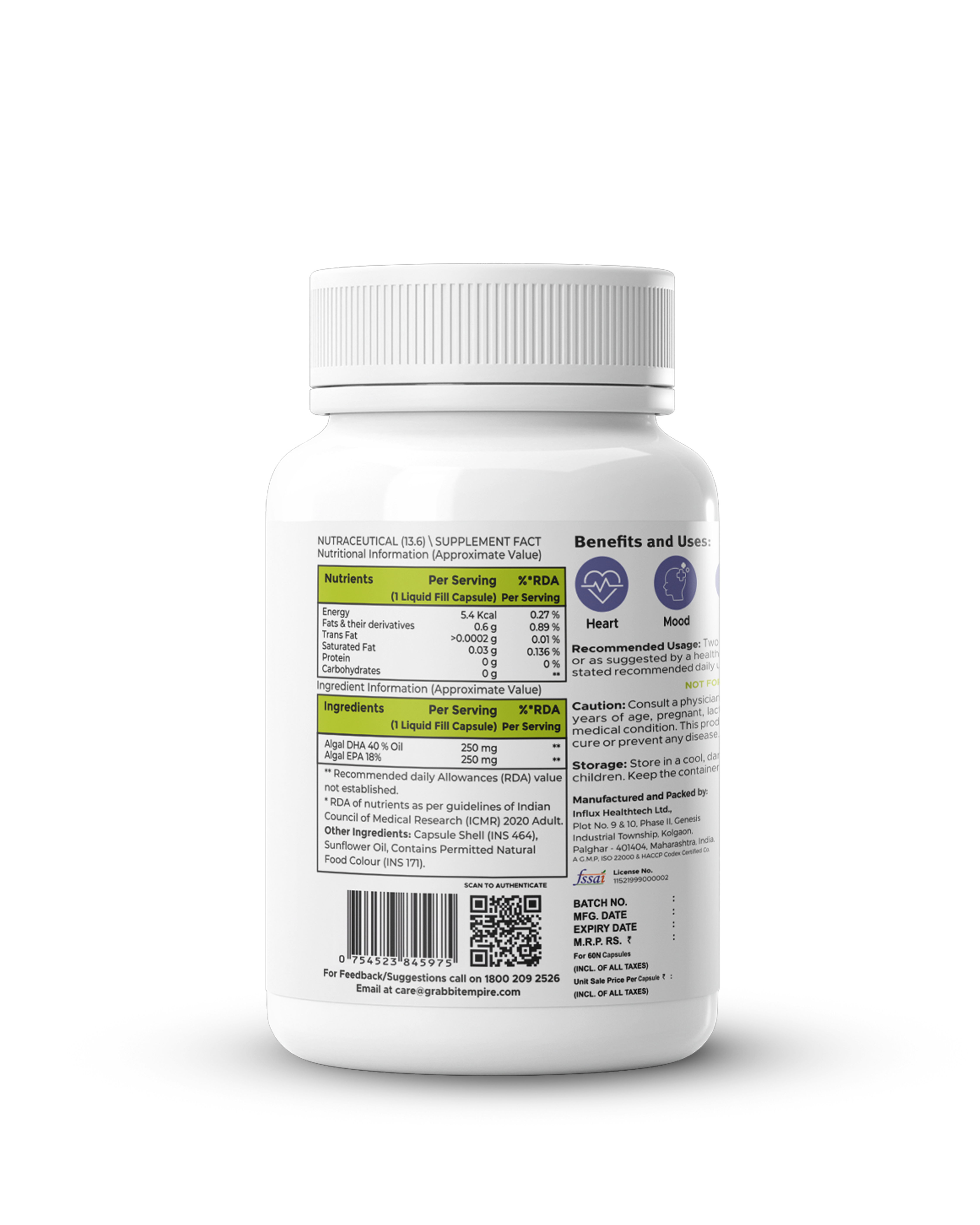 EMPIRE 1900 Omega-3 Vegan Capsules | 60 Veg Capsules