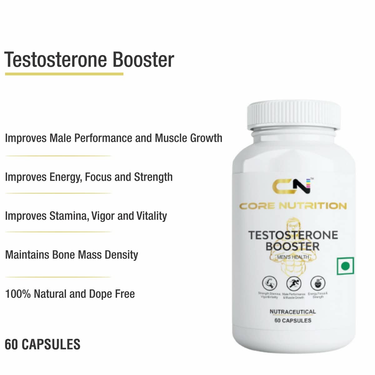 Core Nutrition Testosterone Booster Capsules (60 Caps)