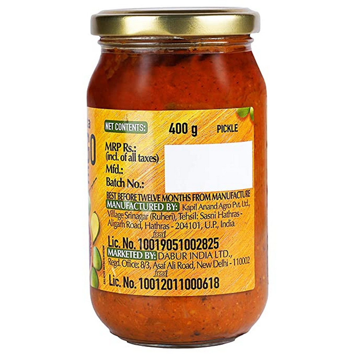 Dabur Hommade Mango Pickle (400 grams)