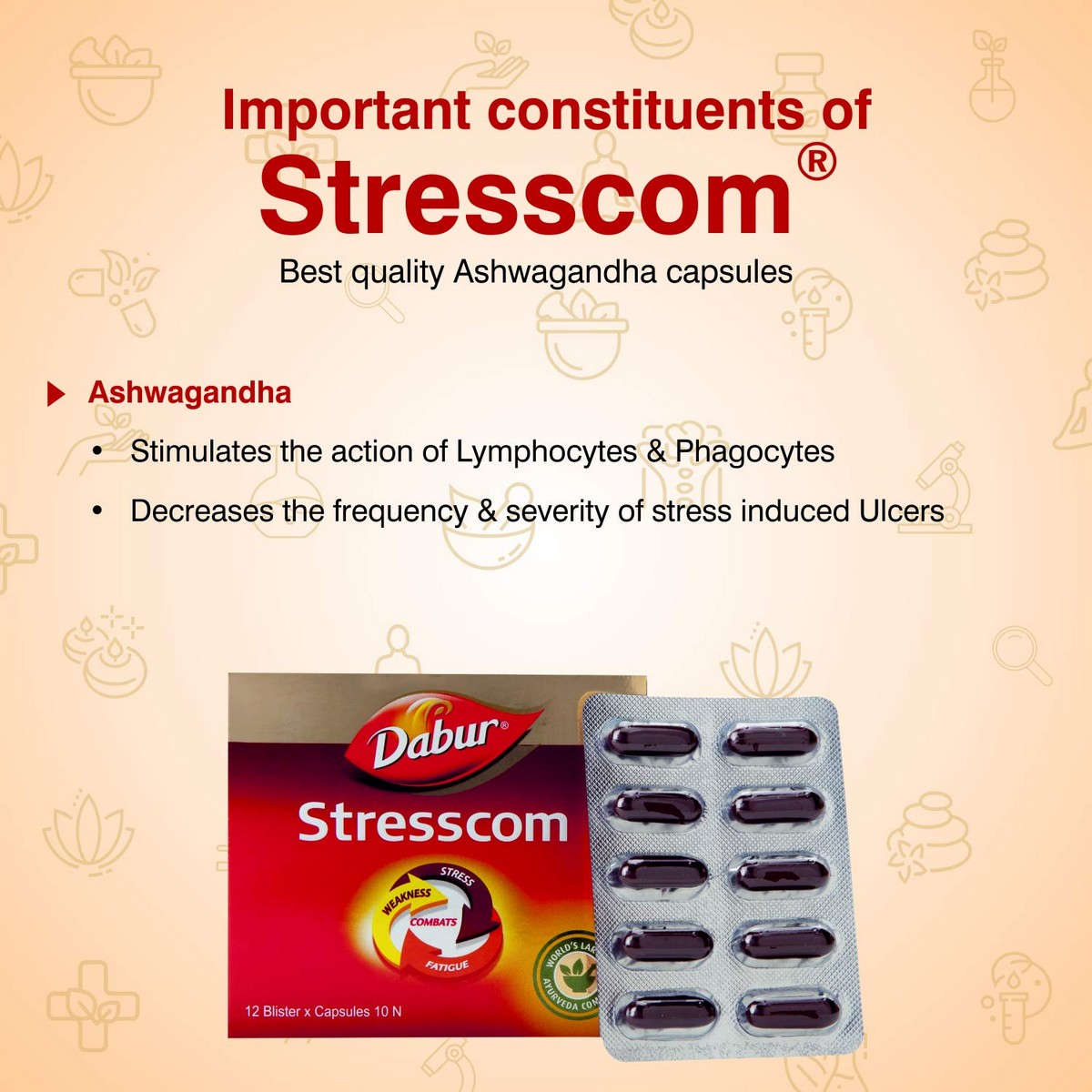 Dabur Stresscom Ashwagandha Capsule (10 Capsules)