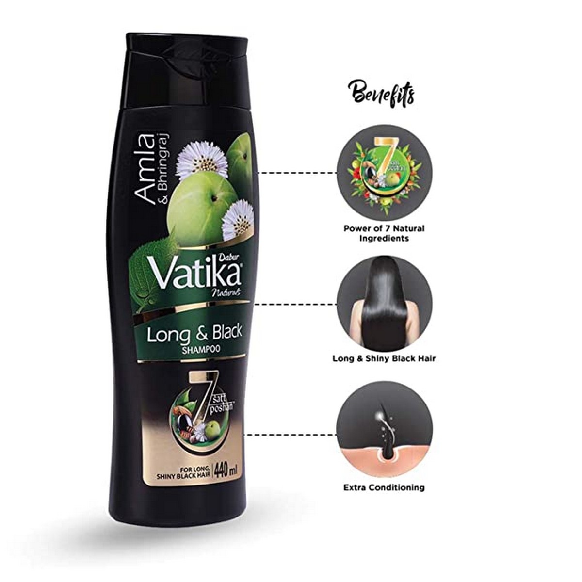 Dabur Vatika Black Shine Shampoo (440 ml)