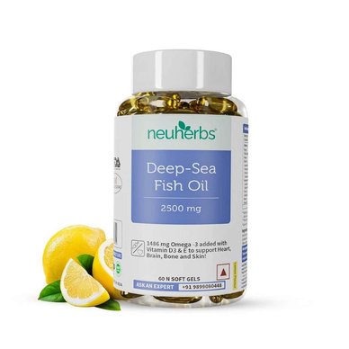 Neuherbs Deep Sea Fish Oil Omega 3 Lemon Flavor (60 Caps)