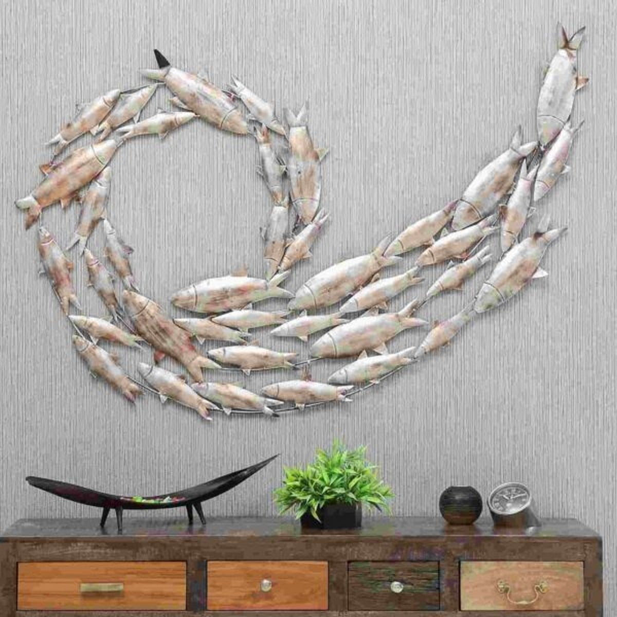 Metal Fish Combination Decorative Item for Wall