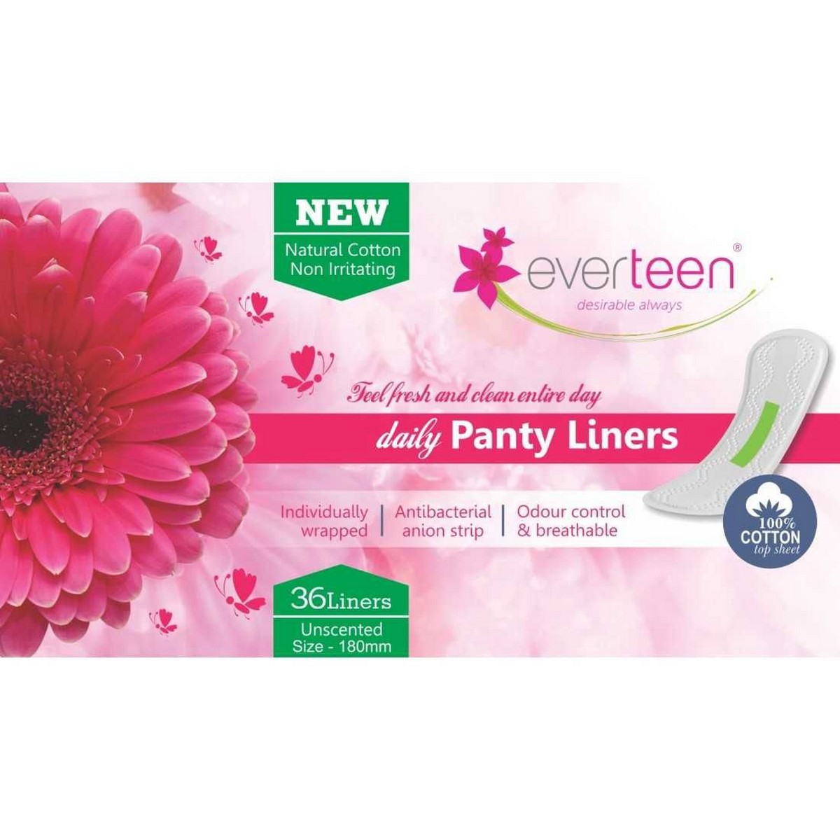 Everteen Daily Panty Liners -2 Packs (36 Liners Each)
