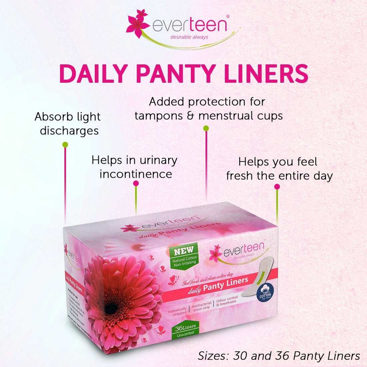 Everteen Daily Panty Liners -2 Packs (30 Liners Each)