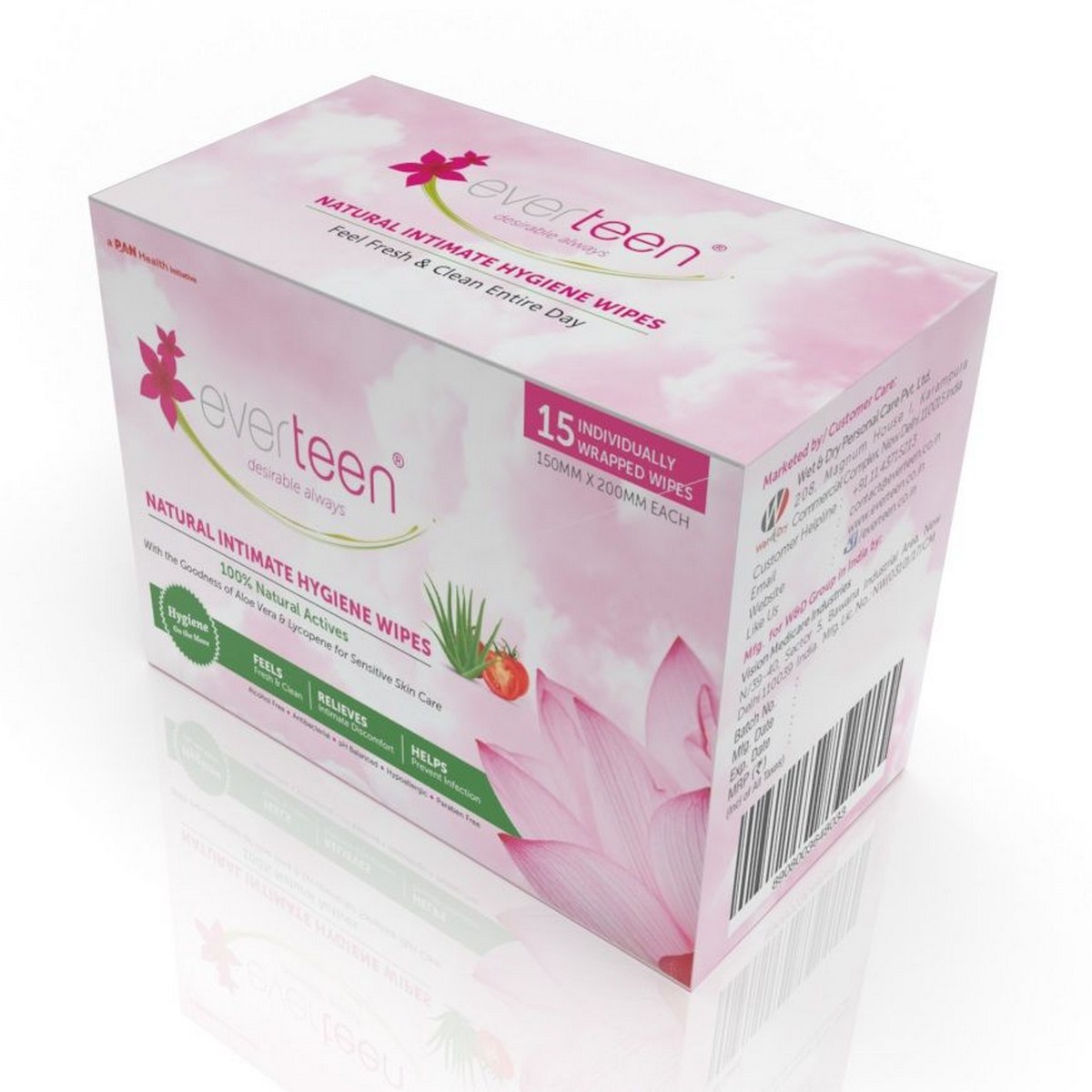 Everteen Feminine Intimate Hygiene Wipes 2 Packs (15 Wipes Each)