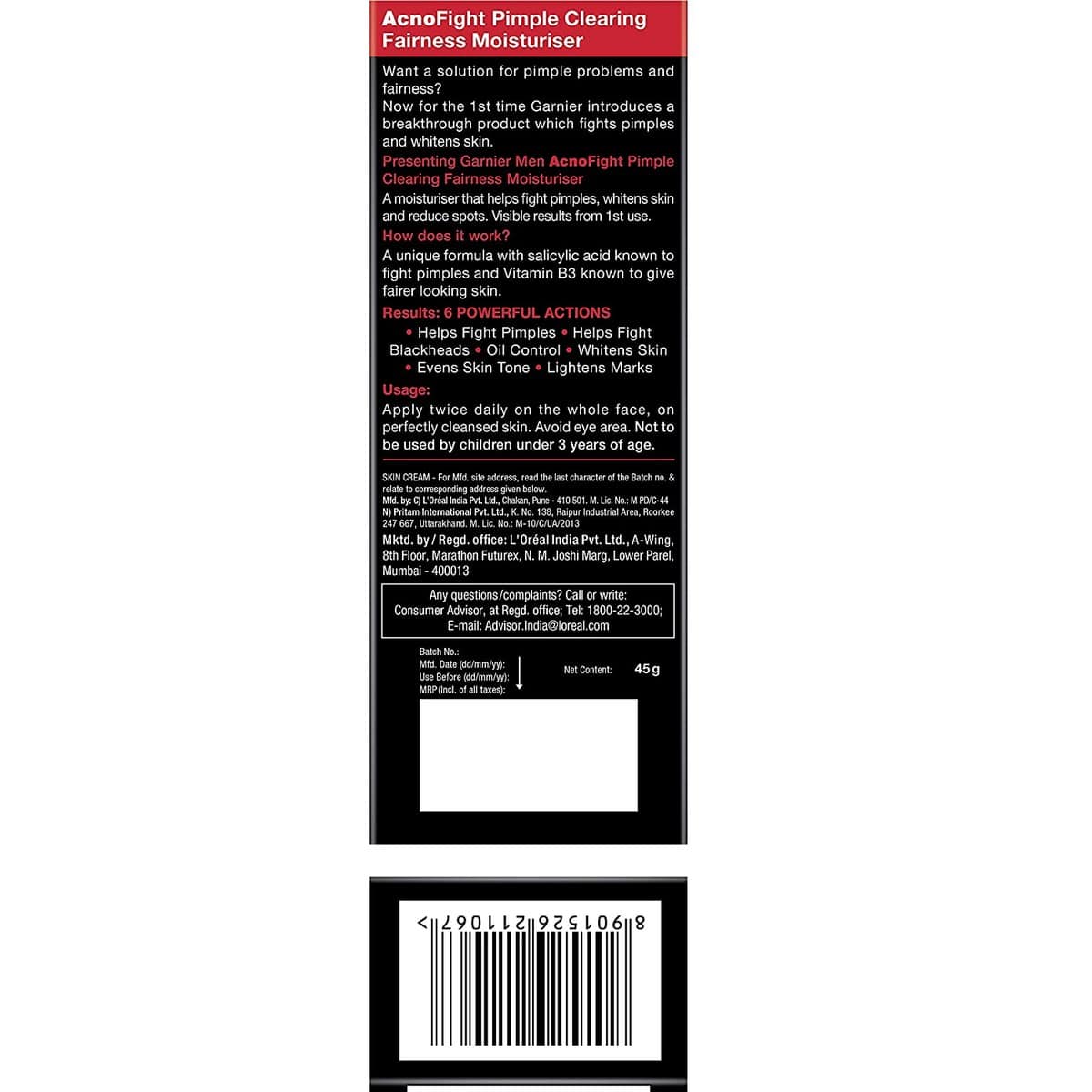Garnier AcnoFight Men Moisturiser (45 grams)