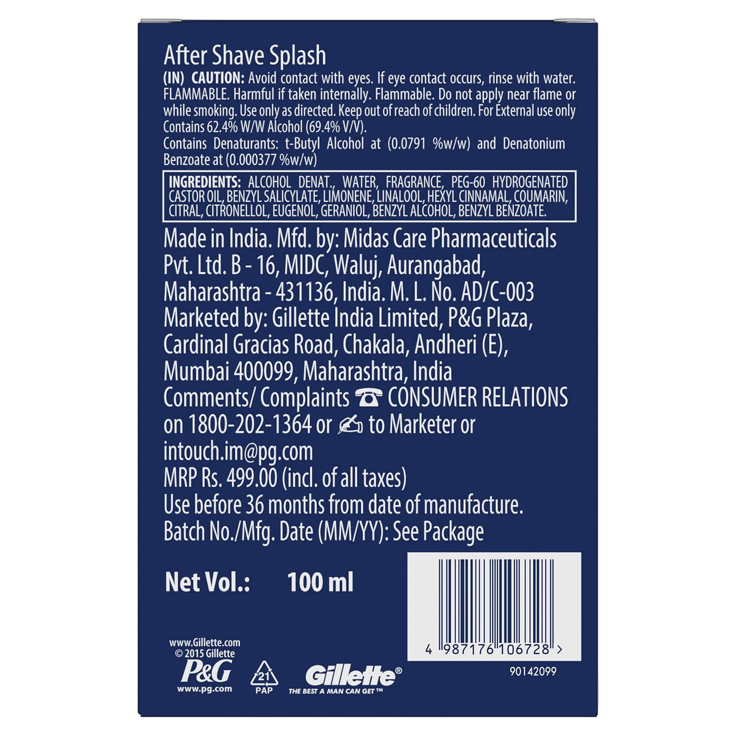 Gillette After Shave Splash Refreshing Breeze (100 ml)