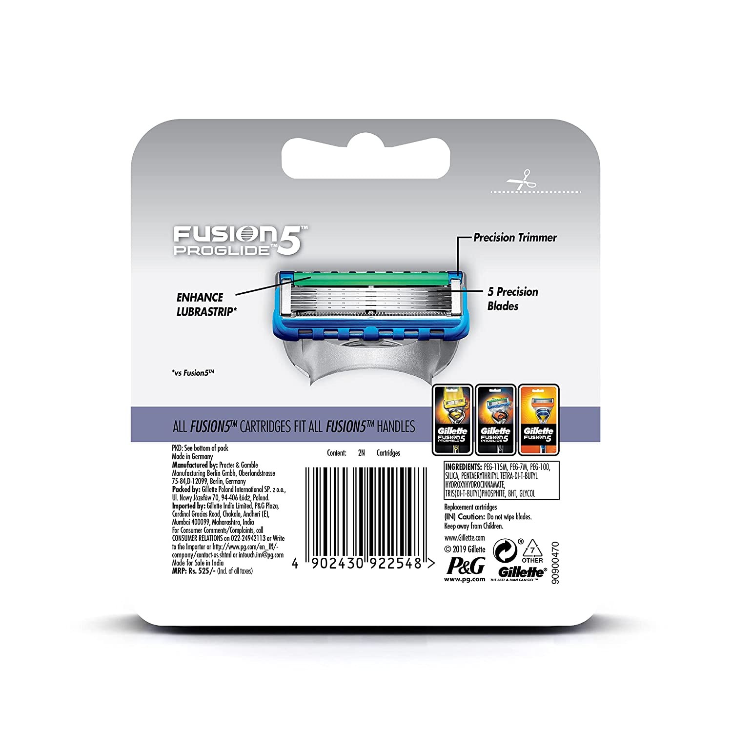 Gillette Fusion Proglide Flex Ball Manual Shaving Razor Blades (2 Cartridges)