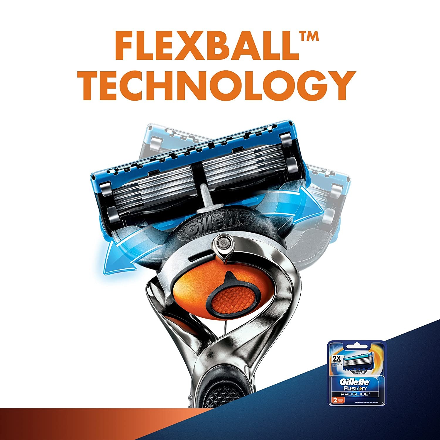 Gillette Fusion Proglide Flex Ball Manual Shaving Razor Blades (2 Cartridges)