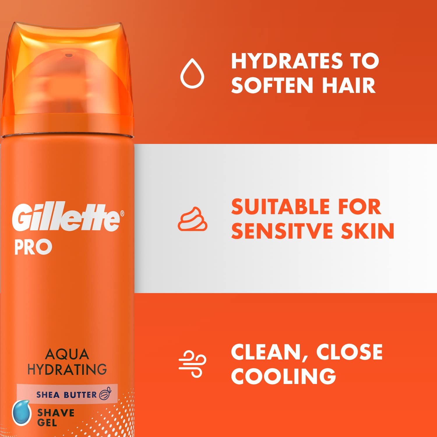 Gillette Pro Shaving Gel Aqua Hydrating With Shea Butter (195 ml)