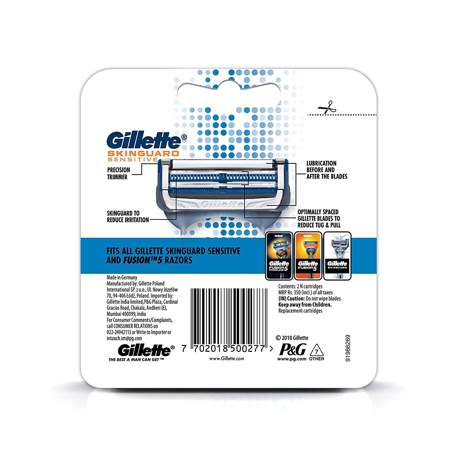 Gillette Skinguard Manual Shaving Razor Blades (2 cartridges)