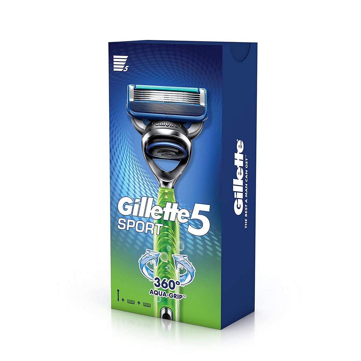 Gillette Sport 5-Blade No-Slip Aquagrip Menâ€™s Razor+1 Cartridge