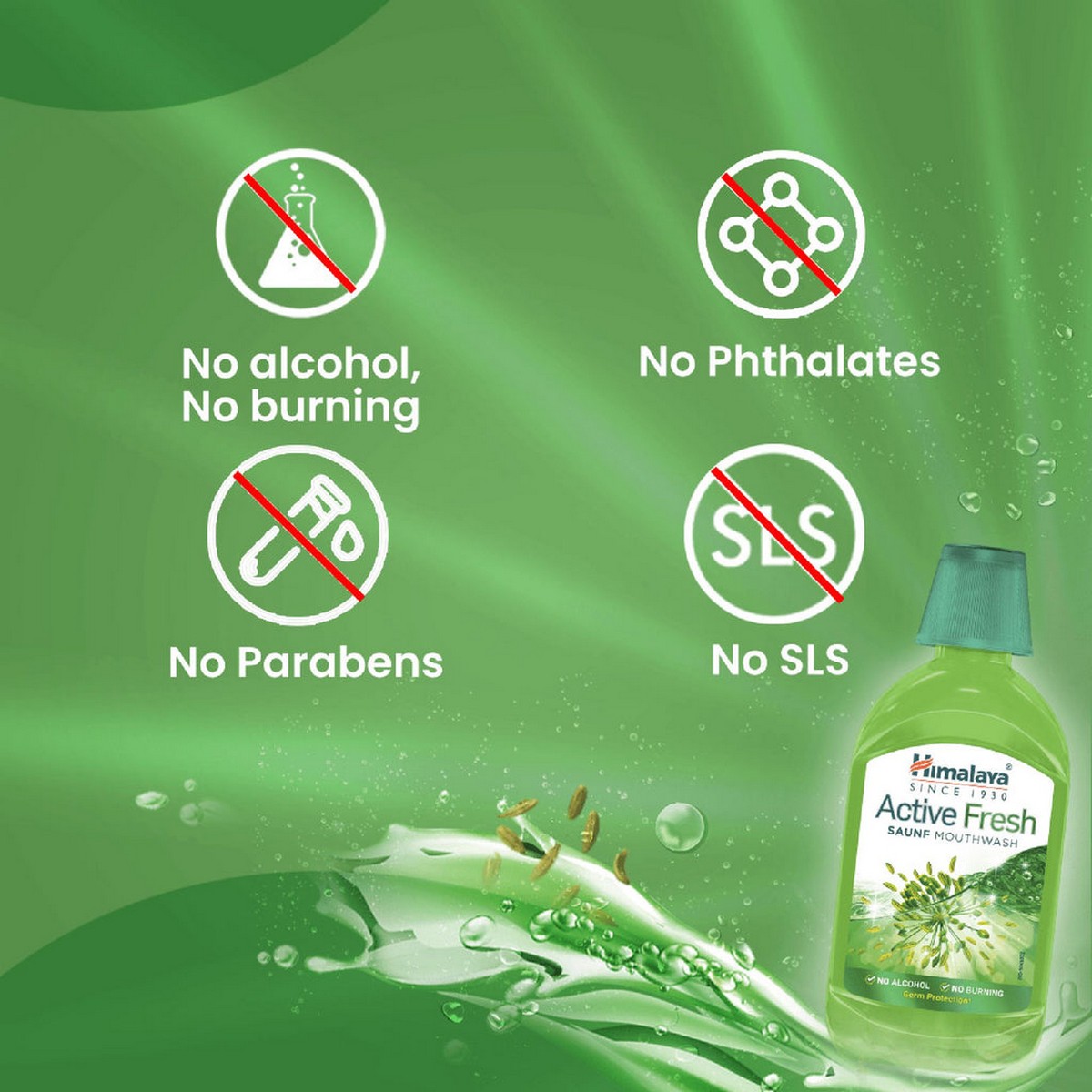 Himalaya Active Fresh Saunf Mouthwash (215 ml)