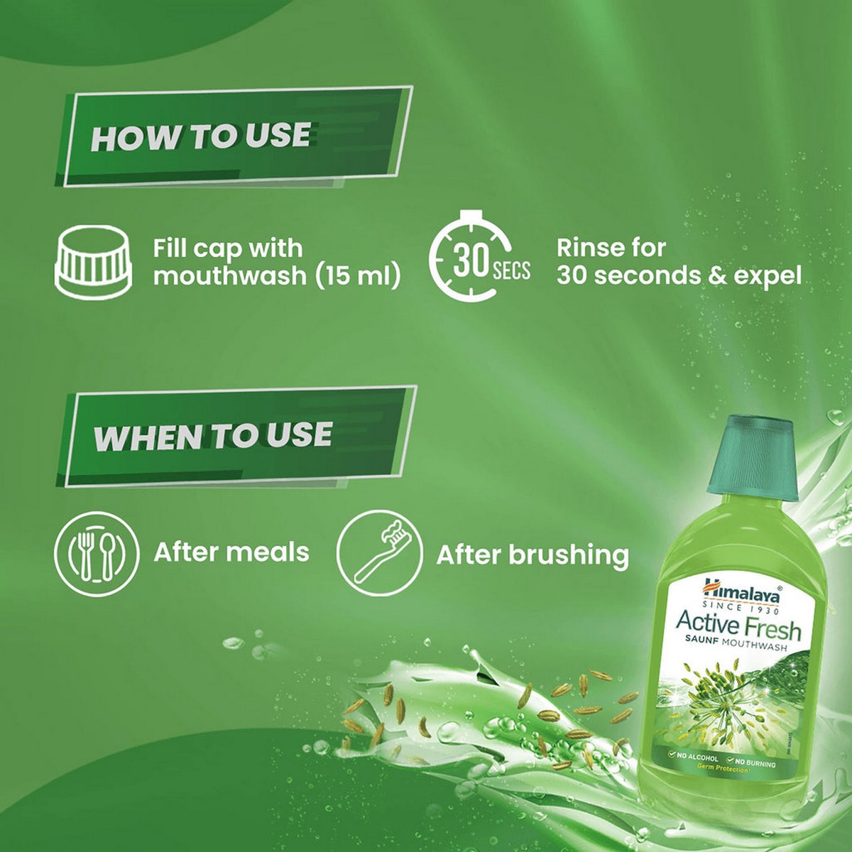 Himalaya Active Fresh Saunf Mouthwash (215 ml)