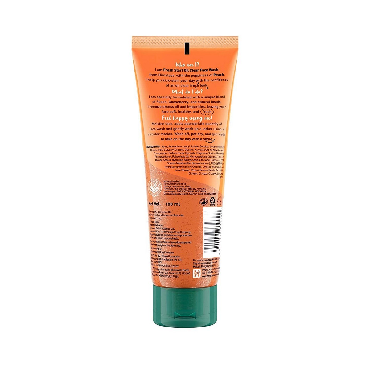 Himalaya Fresh Start Oil Clear Face Wash, Peach (100 ml Pack of 2)